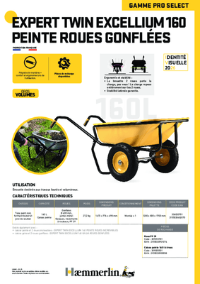 Equipement ferme, jardin - Brouettes - Brouette EXPERT TWIN EXCELLIUM 160 L