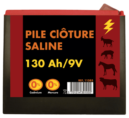 Clôtures - Batteries et piles - Pile saline 9 V 130 Ah