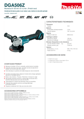 Electroportatifs - Meuleuses, tronçonneuses - Meuleuse sans fil 18V DGA506Z