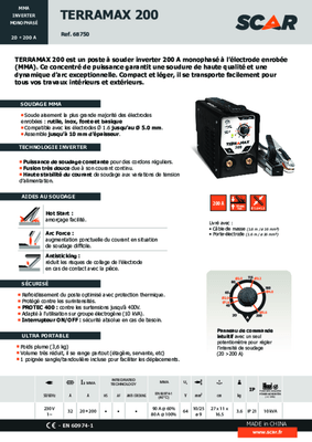 Soudure - Poste à souder - Poste à souder INVERTER TERRAMAX 200