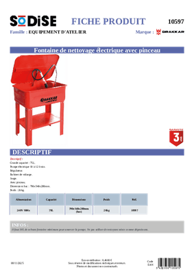 Equipement d'atelier - Autres - Fontaine de nettoyage électrique