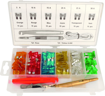 Eclairage, signalisation - Coffrets - Fusibles 90 pièces + testeur + pince