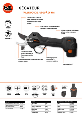 Viticulture, arboriculture - Sécateurs - Sécateur à batterie