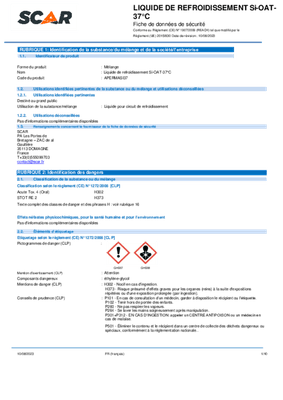 Produits froids - Liquide de refroidissement - Liquide de refroidissement -37° Si-OAT