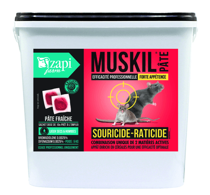 Lutte anti-nuisibles - Produits anti-nuisibles - Raticide souricide MUSKIL 5 kg