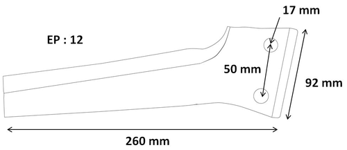 Pièces d'usure outil animé - Bréviglieri - Dent de herse boulonnée 260 x 12 droite origine