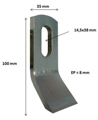 Pièces d'usure épareuse - Forges gorce - Couteau cuiller 100 x 35 x 8 mm