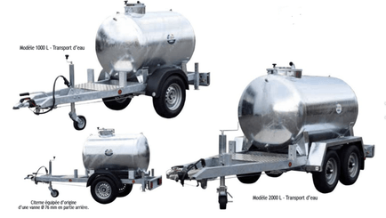 Matériel d'élevage - Tonne à eau - Citerne roulante 90 Km/h PASDELOU