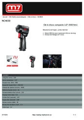 Compresseurs, outils pneumatiques - Outils pneumatiques - Clé à chocs pneumatique 1/2''