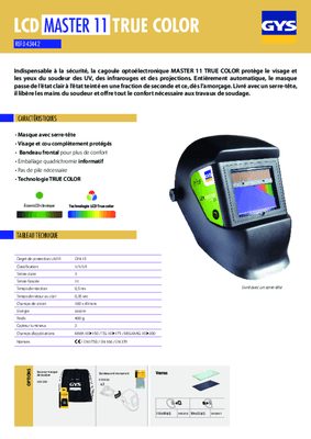 Soudure - Masques, verres - Masque à souder électronique MASTER 11