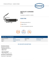 Equipement d'atelier - Graissage - Pistolet à graisse manuel PRO 200 bar