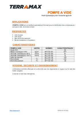 Lubrifiants - Pompes à vide - Huile spéciale pompe à vide