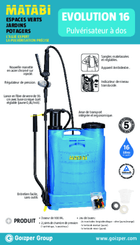 Pulvérisation - Pulvérisateur - Pulvérisateur à dos EVOLUTION 16L