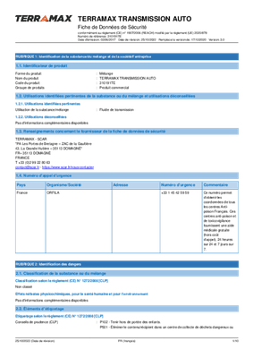 Lubrifiants - Transmissions - Huile de transmission automatique