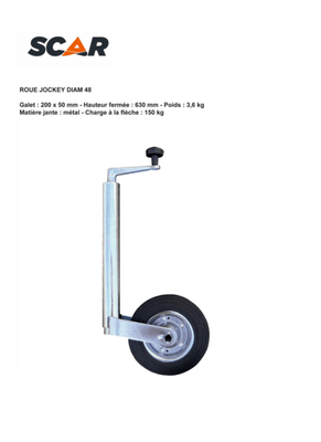 Accessoires attelage et remorque - Accessoires remorque routière - Roue jockey ⌀ 48