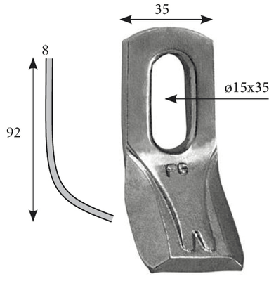 Pièces d'usure épareuse - Forges gorce - Couteau 92 x 35 x 8 mm